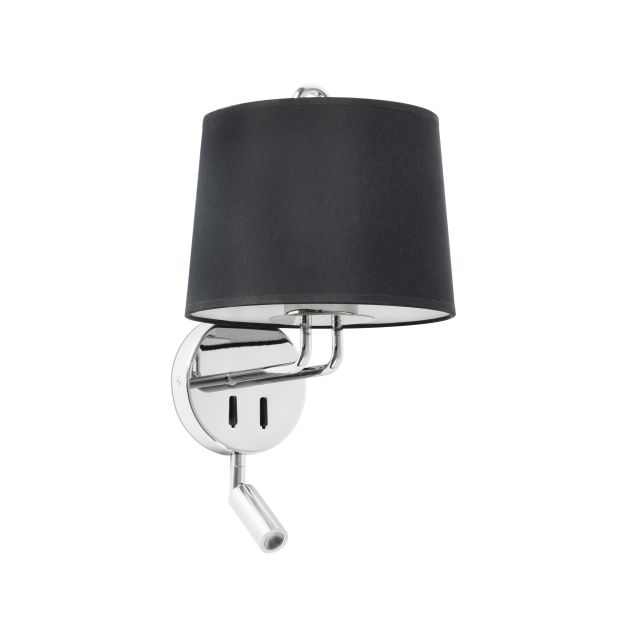Faro Montreal - Wandleuchte mit Schalter - 21,5 x 19 x 39 cm - 3W LED inkl. - schwarz und chrom