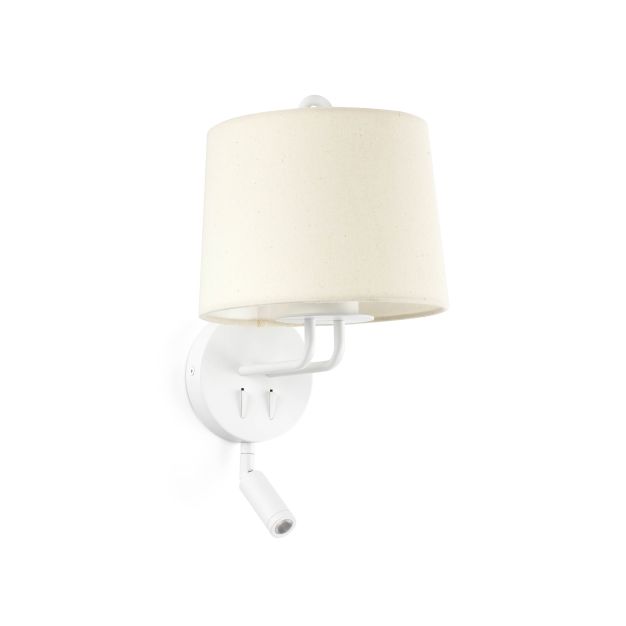 Faro Montreal - Wandleuchte mit Schalter - 21,5 x 19 x 39 cm - 3W LED inkl. - weiß und beige