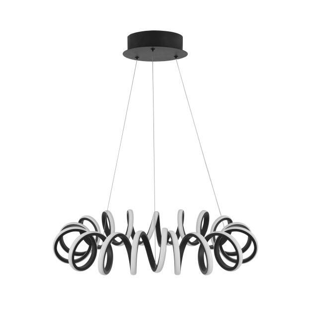 Nova Luce Zinia - Pendelleuchte - Ø 60 x 150 cm - 45W LED inkl. - sand schwarz