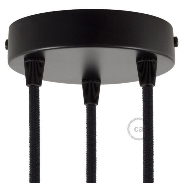 Creative Cables - schlankes Design 3-Loch zylindrische Metalldeckenkappe - Ø 120 mm - schwarz
