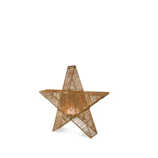 New Garden Sisine Star 60 - wiederaufladbare Tischleuchte mit Fernbedienung - 60 x 60 x 12,5 cm - 9W dimmbare LED inkl - IP54 - natur