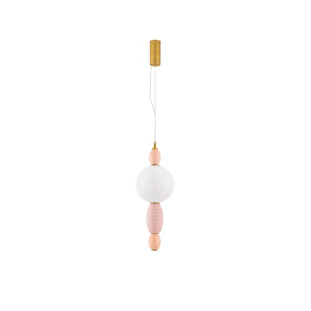 Nova Luce Obrie - Hängelampe - Ø 20 x 180 cm - 12W LED inkl. - messing gold, orange und rosa