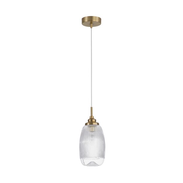 Nova Luce Mond - Pendelleuchte - Ø 13 x 120 cm - Gold satiniert und transparent
