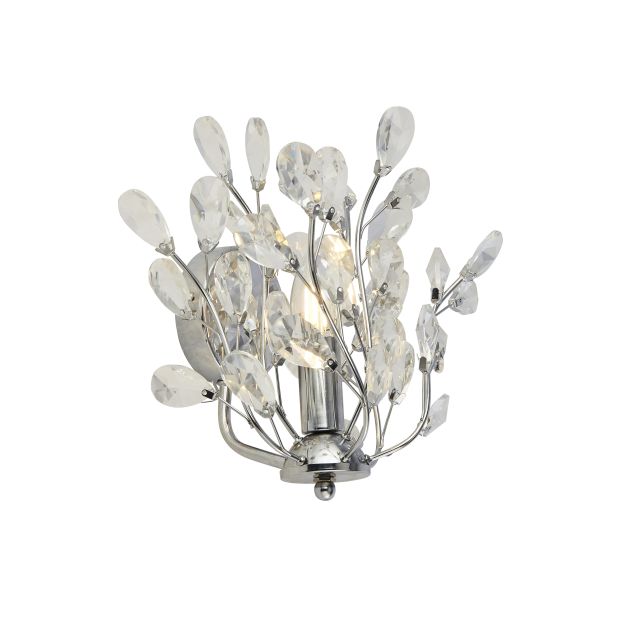 Searchlight Bouquet - Wandleuchte mit Zugschalter - 26 x 19 x 28 cm - Chrom und transparent