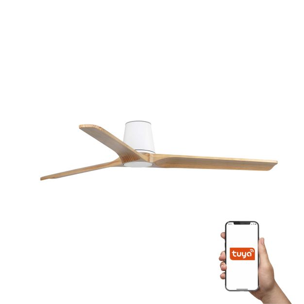 Faro Heywood Tub L Tuya Smart - deckenventilator - Ø 132 cm - matt weiß und pino