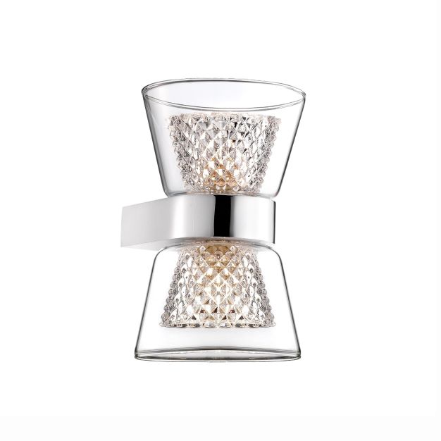 Nova Luce Boccale - Wandleuchte - 12,6 x 12 x 18 cm - 2 x 33W Halogen inkl. - Chrom und transparent