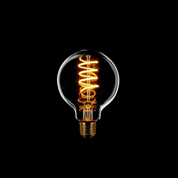ETH Globe Spiral LED Glühfaden - Ø 8 cm - E27 - 8W dimmbar - 1800K - transparent