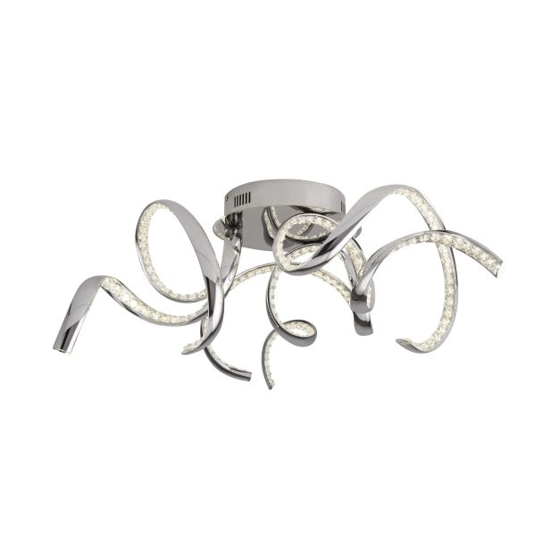 Searchlight Twirls - Deckenleuchte - Ø 75 x 25 cm - 38W LED inkl. - Chrom