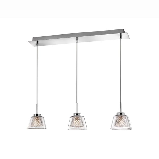 Nova Luce Boccale - Hängeleuchte - 65 x 10 x 120 cm - 3 x 33W Halogen inkl. - Chrom und transparent