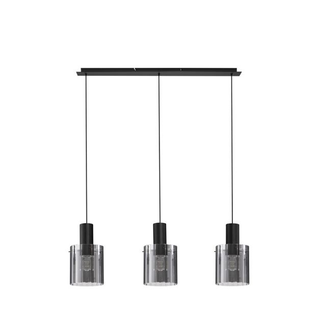 Nova Luce Mirbi - Hängeleuchte - 96 x 18 x 120 cm - Sand Schwarz und rauchglas