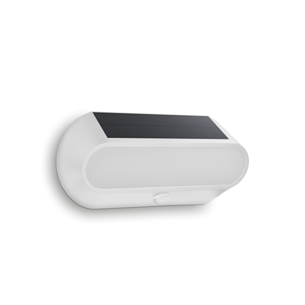 Century Italia Aura - solarbetriebene Außenwandleuchte mit Sensor - 25 x 6,6 x 12 cm - 5W LED inkl. - IP54 - weiß