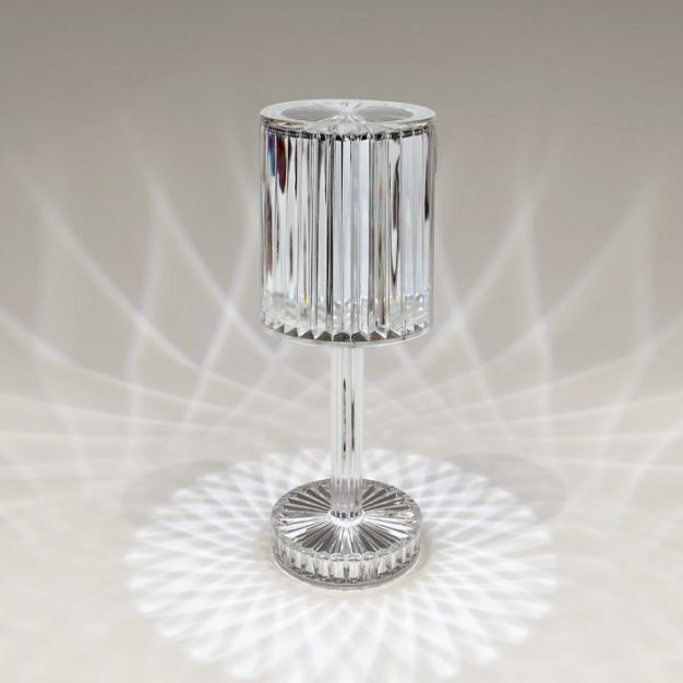 ONE Light Crystal Effect - wiederaufladbare Tischleuchte - Ø 8,6 x 24,8 cm - 3 Stufen dimmbar - 1,2W LED inkl. - IP54 - transparent