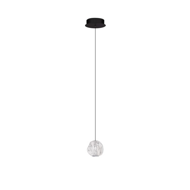 Nova Luce Ifos - Hängelampe - Ø 10 x 180 cm - 6W LED inkl. - Sand Schwarz und verchromtes Metall