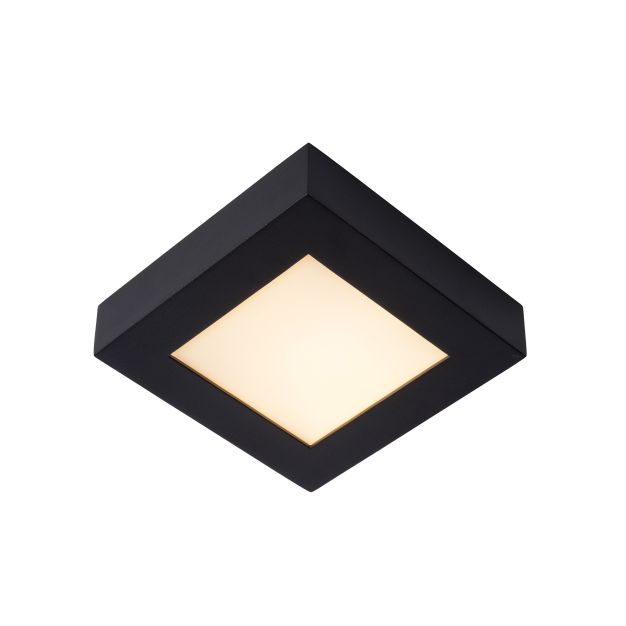 Lucide Brice-Led - Deckenleuchte - 16,8 x 16,8 x 3,9 cm - 15W dimmbare LED inkl. - IP44 - schwarz