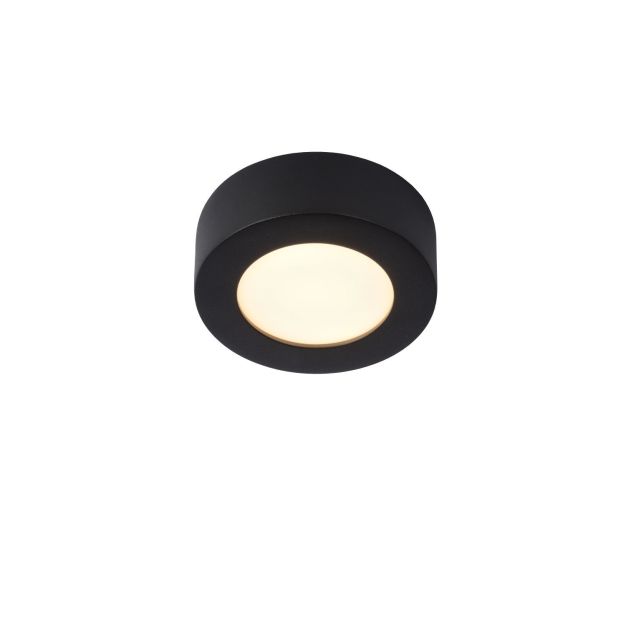 Lucide Brice-Led - Deckenleuchte - Ø 11,7 x 3,9 cm - 8W dimmbare LED inkl - IP44 - schwarz