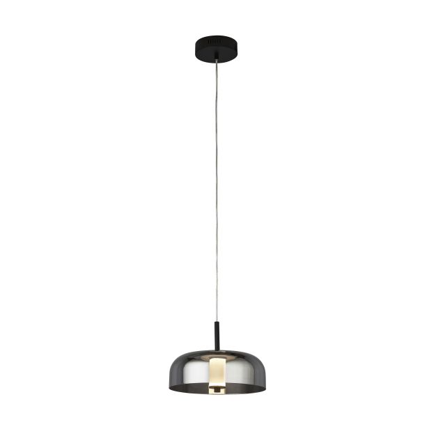 Searchlight Frisbee - Pendelleuchte - Ø 30 x 120 cm - 14W dimmbare LED inkl - mattschwarz und Rauchglas