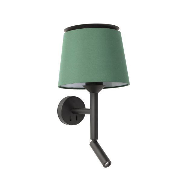 Faro Savoy - Wandleuchte mit Schalter - 23 x 26,5 x 49,9 cm - 3W LED inkl - grün und schwarz