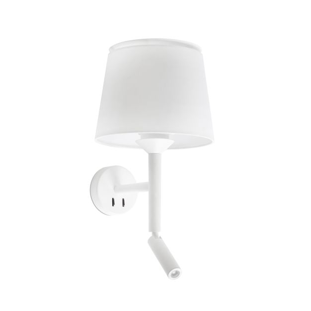Faro Savoy - Wandleuchte mit Schalter - 23 x 26,5 x 49,9 cm - 3W LED inkl. - matt weiß
