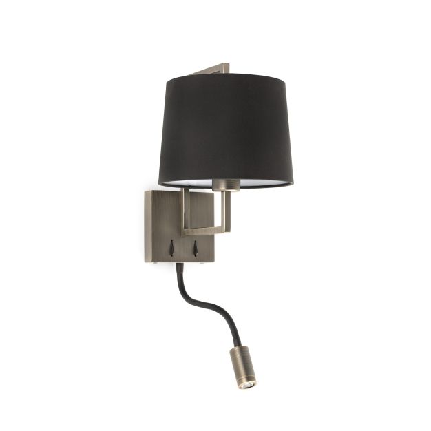 Faro Frame - Wandleuchte mit Schalter - 21,5 x 28 x 17,6 cm - 3W LED inkl. - schwarz und altgold