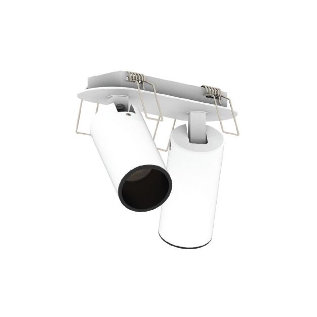 VK Lighting Coko - Aufbauspot mit Einbaurahmen - 12,5 x 3,5 x 7,3 cm - Ø 60 mm Aufbaugröße, 100 x 35 mm Einbaugröße - 2 x 6W LED inkl. - weiß