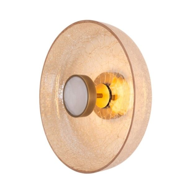 Maxlight Signature - Wandanbauleuchte - Ø 35 x 12 cm - 9W LED inkl - Messing antik und Braunglas