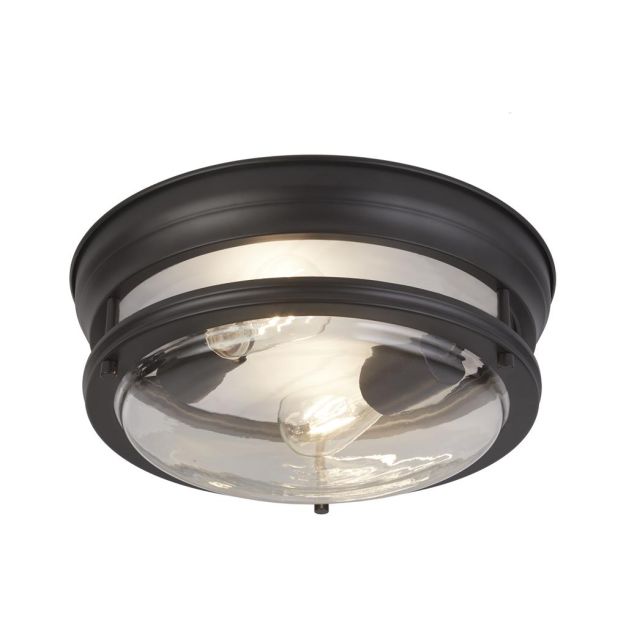 Searchlight Glasgow - Deckenleuchte - Ø 35 x 14,5 cm - IP44 - schwarz und transparent