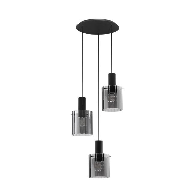 Nova Luce Mirbi - Hängelampe - Ø 45 x 150 cm - Sand Schwarz und rauchglas