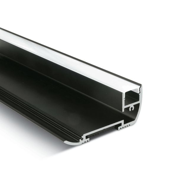 ONE Light Stufenprofil mit Diffusor - 6,5 x 2,7 cm - 200 cm Länge - schwarz und opal