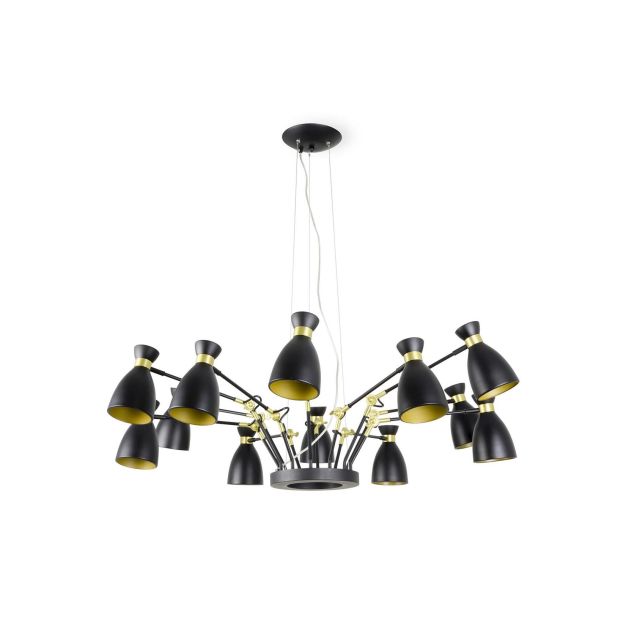 Faro Retro - Hängeleuchte - Ø 132 x 45 cm - schwarz und gold