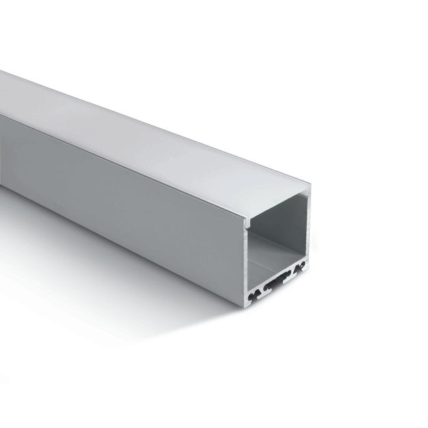 ONE Lichtprofil mit Diffusor - 3,5 x 3,5 cm - 200 cm Länge - Aluminium und Opal