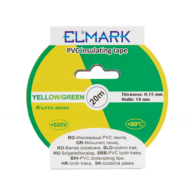 Elmark PVC-Isolierband 19mm - 20 Meter Länge - gelb/grün