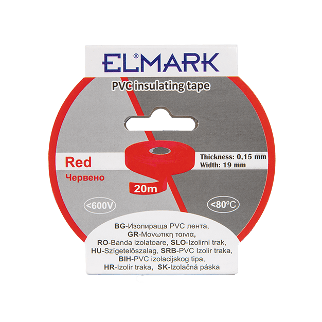 Elmark PVC-Isolierband 19mm - 20 Meter Länge - rot