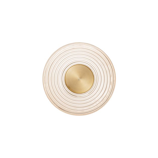 Nova Luce Nous - wandleuchte - Ø 30 x 30 cm - 8W LED inkl. - Messing Gold und Amberglas