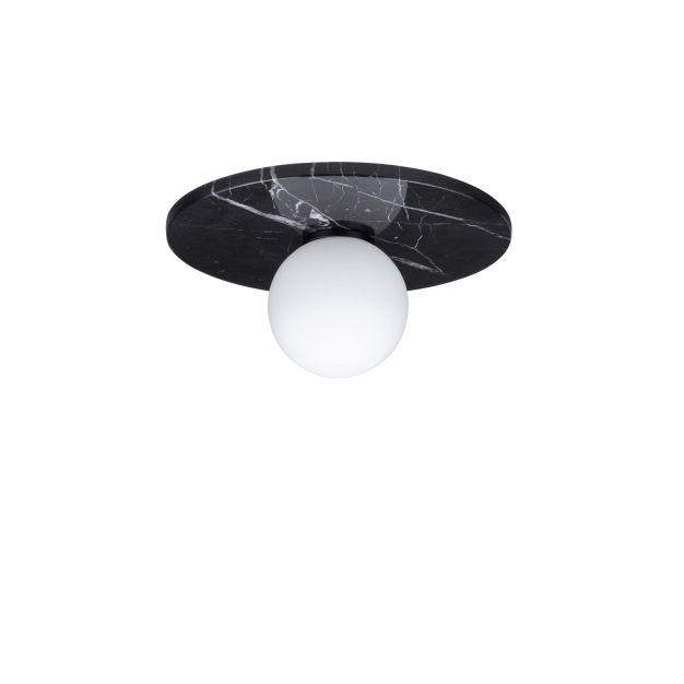 Nova Luce Idor - deckenleuchte - Ø 30 x 15,5 cm - schwarzer Marmor und Opalglas