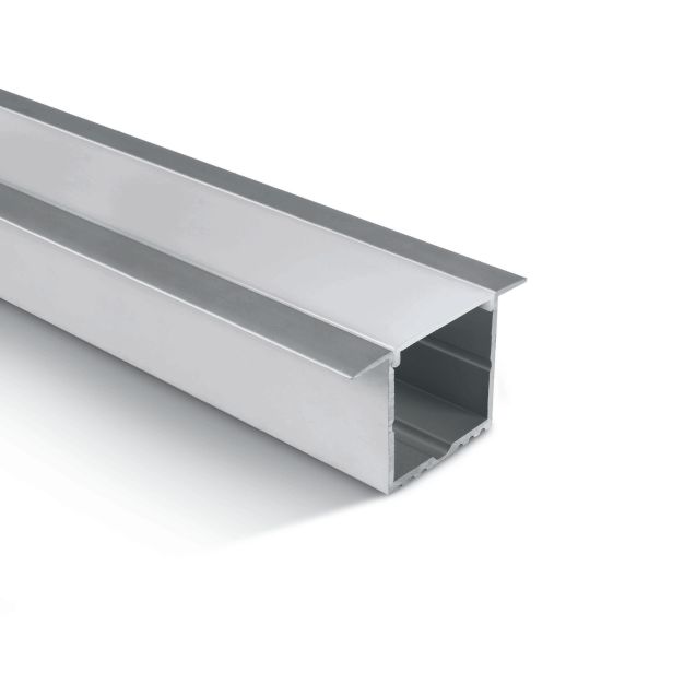 ONE Light Einbauprofil mit Diffusor - 5,7 x 3,6 cm - 200 cm Länge - Aluminium und Opal