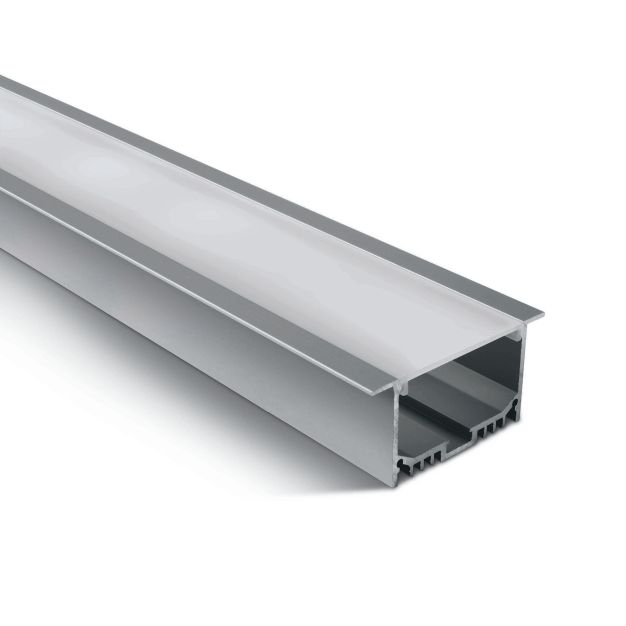 ONE Light Einbauprofil mit Diffusor - 6,5 x 3,2 cm - 200 cm Länge - Aluminium und Opal
