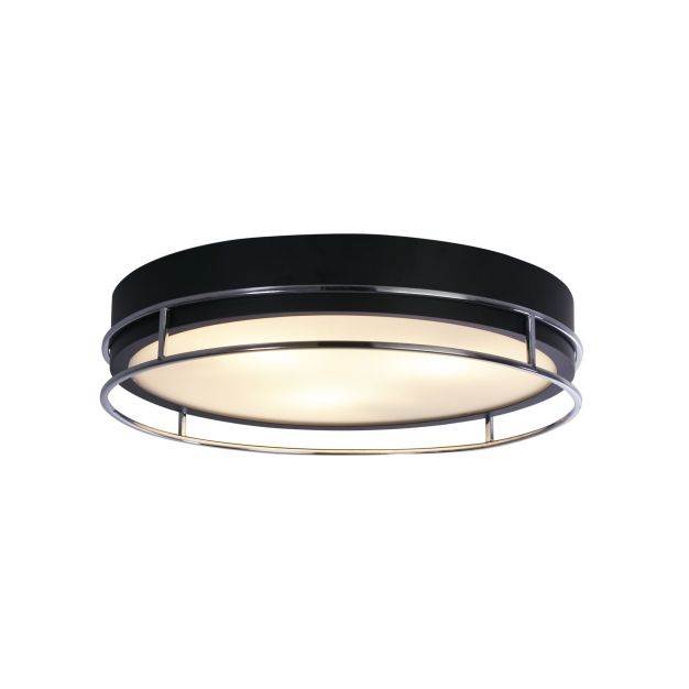 Searchlight Phoenix - Deckenleuchte - Ø 40 x 10 cm - IP44 - schwarz und chrom