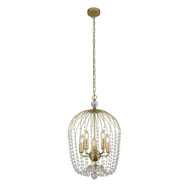 Searchlight Shower - Pendelleuchte - Ø 36 x 150 cm - gold und transparent