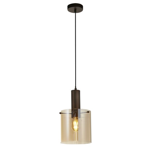 Searchlight Sweden - Pendelleuchte - Ø 22 x 120 cm - mokka und bernsteinfarben
