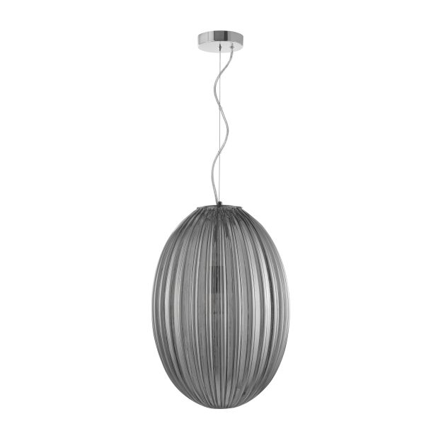 Nova Luce Hector - Pendelleuchte - Ø 30 x 120 cm - rauchgrau und chrom