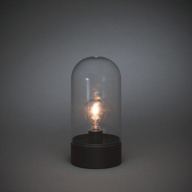 Konstsmide Weihnachtsbeleuchtung - batteriebetriebenes Windlicht - 13 x 13 x 27 cm - IP44 - transparent