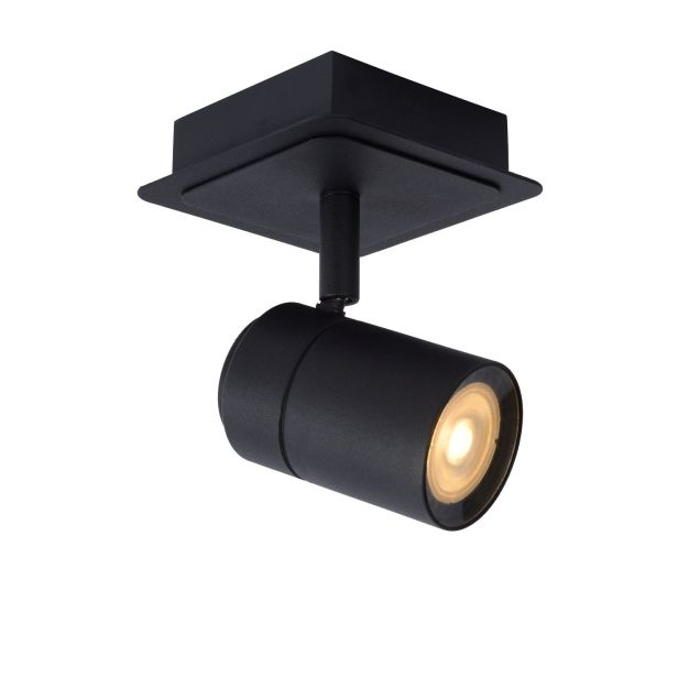 Lucide Lennert - Aufbaustrahler 1L - 10 x 10 x 12,5 cm - 5W dimmbare LED inkl. - IP44 - schwarz