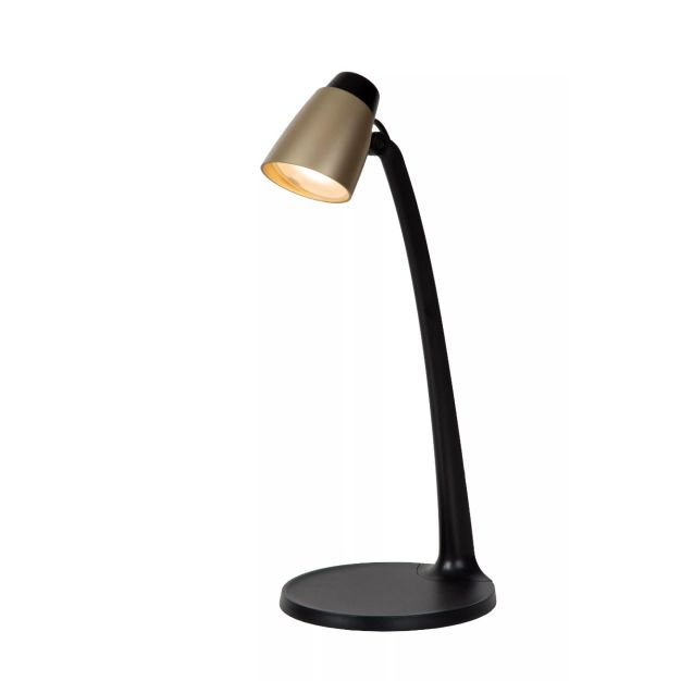 Lucide Ludo - Schreibtischlampe - 15.6 x 19.1 x 40.2 cm - 4.5W LED inkl - schwarz mit gold