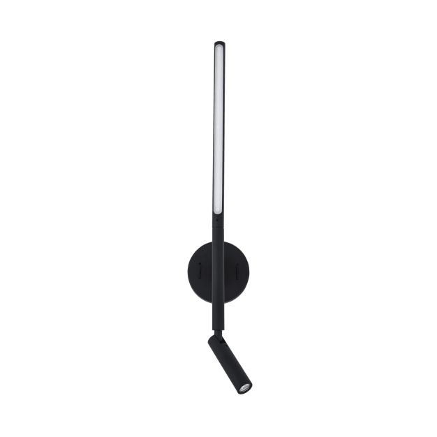 Nova Luce Handy - Wandleuchte mit Schalter - 13,6 x 2 x 55 cm - 6W + 3W LED inkl. - sand schwarz