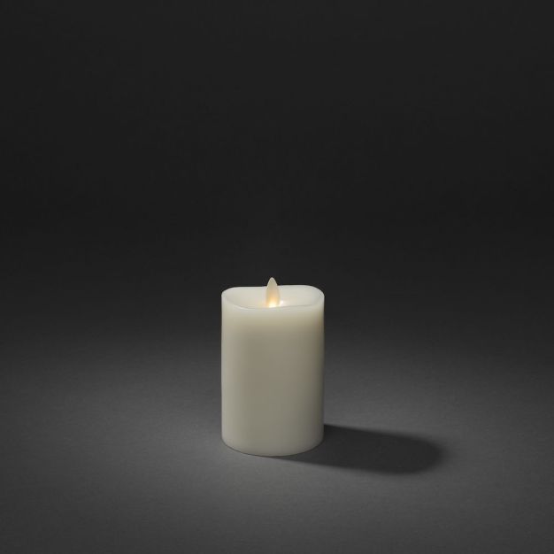 Konstsmide - Batteriebetriebene LED-Wachskerze mit flackernder Flamme - Ø 7,6 x 14 cm - cremefarben