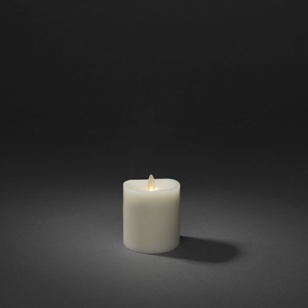Konstsmide - Batteriebetriebene LED-Wachskerze mit flackernder Flamme - Ø 7,6 x 11,4 cm - cremefarben