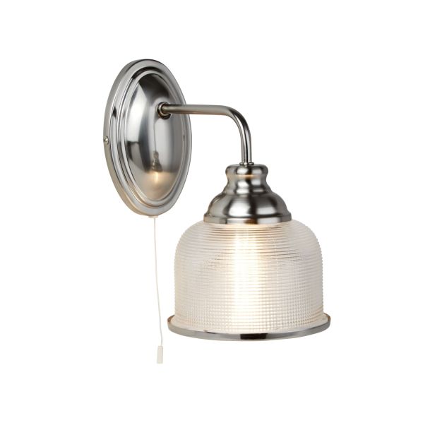 Searchlight Bistro II - Wandleuchte mit Zugschalter - 15 x 25 cm - satiniert silber