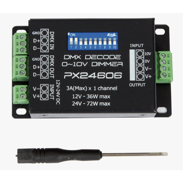 VK Lighting - DMX Decoder - 1-Kanal 3A - 12V oder 24V - 36W oder 72W