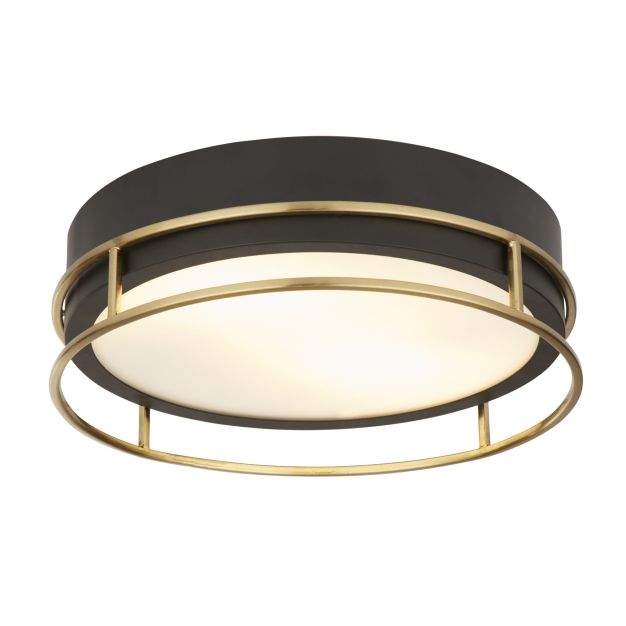 Searchlight Phoenix - Deckenleuchte - Ø 30 x 10 cm - IP44 - Schwarz und Messing