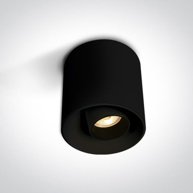 ONE Light LED Deko-Zylinder - Aufbaustrahler 1L - Ø 7 x 8 cm - 8W LED inkl. - schwarz